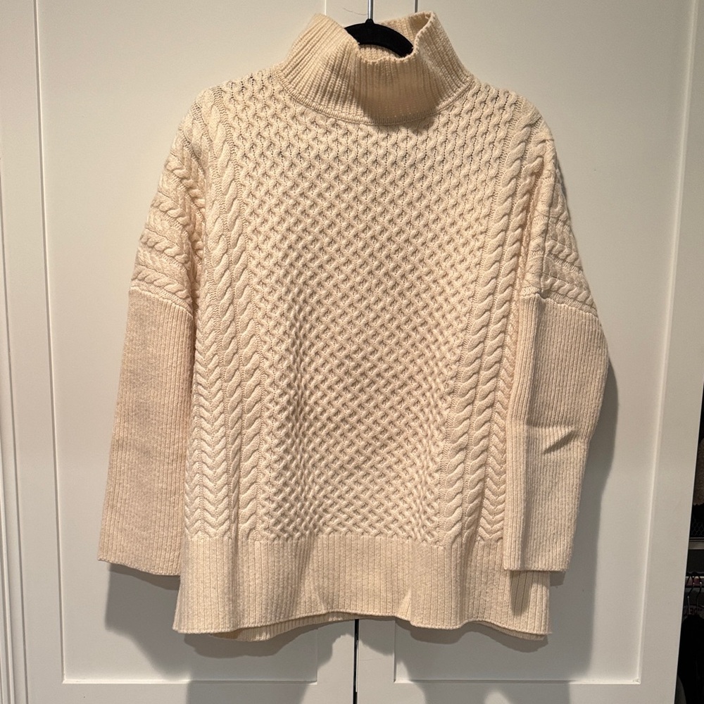 AYR Textured Cream Turtleneck Sweater